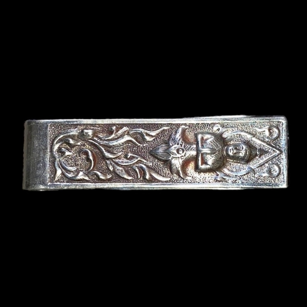 Vintage Silver Toned Ornate Money Clip.
